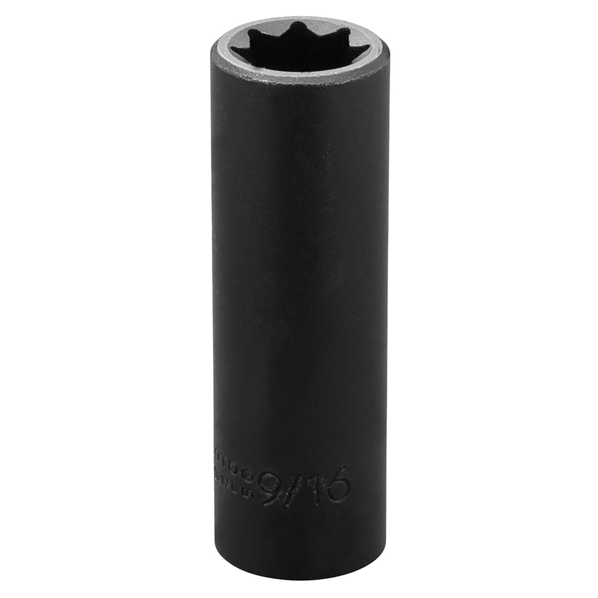 Proto 1/2in. Drive,9/16in. SAE Deep Impact Socket, 8-Point, Black Oxide, Model# J7318S